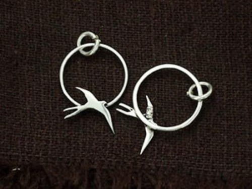 2 of 925 Sterling Silver Bird Charms 13.5mm.