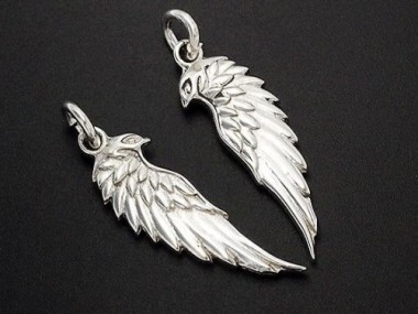 925 Sterling Silver Angel Wing Charms 6.5x20mm.