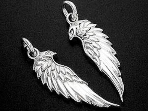 2 of 925 Sterling Silver Angel Wing Charms 6.5x20mm. Polish Finished