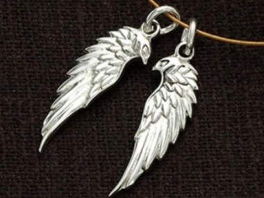 925 Sterling Silver Angel Wing Charms 6.5x20mm.