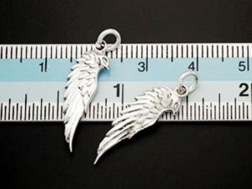 2 of 925 Sterling Silver Angel Wing Charms 6.5x20mm. Polish Finished