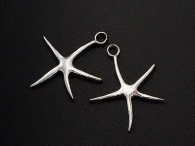 2 of 925 Sterling Silver Starfish Charms 13.5mm.