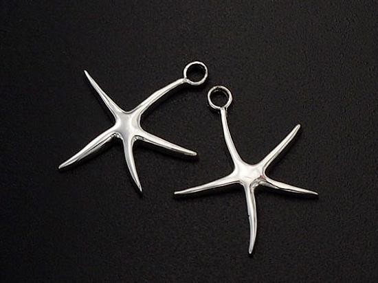 2 of 925 Sterling Silver Starfish Charms 13.5mm.