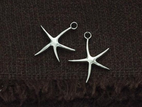 2 of 925 Sterling Silver Starfish Charms 13.5mm.