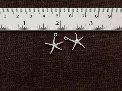 2 of 925 Sterling Silver Starfish Charms 13.5mm.