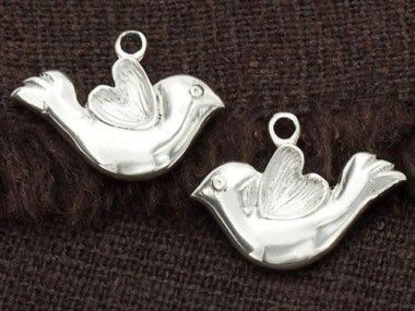 925 Sterling Silver Bird Charms 10x16.5mm.