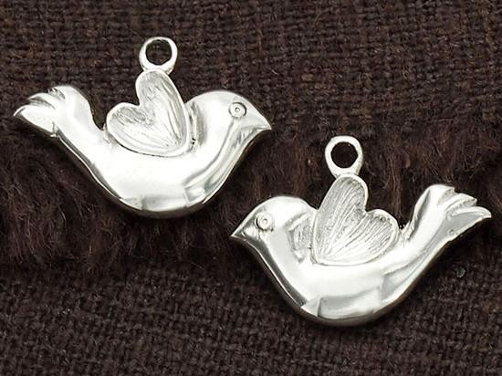 2 of 925 Sterling Silver Bird Charms 10x16.5mm. Polish Finished