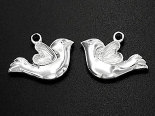 2 of 925 Sterling Silver Bird Charms 10x16.5mm. Polish Finished