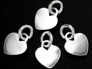 925 Sterling Silver Heart Charms 7.5x8 mm.