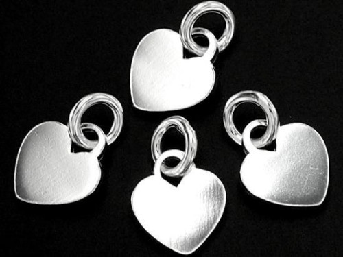 4 of 925 Sterling Silver Heart Charms 7.5x8 mm.