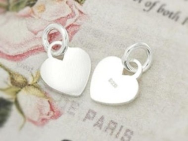 925 Sterling Silver Heart Charms 7.5x8 mm.