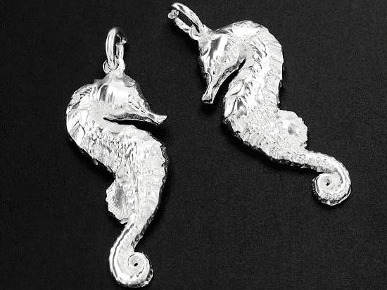 2 of 925 Sterling Silver Seahorse Pendants 11x25mm.