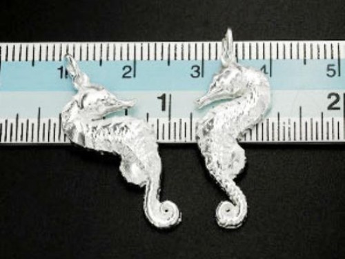 2 of 925 Sterling Silver Seahorse Pendants 11x25mm.