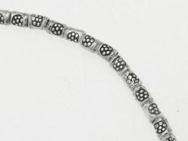 60 of Karen Hill Tribe Silver Daisy Printed Spacer Beads 2.2 x 3.2 mm.