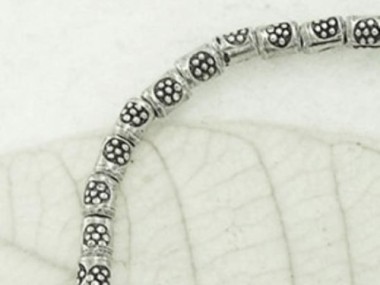 Karen Hill Tribe Silver Daisy Printed Spacer Beads 2.2 x 3.2 mm.