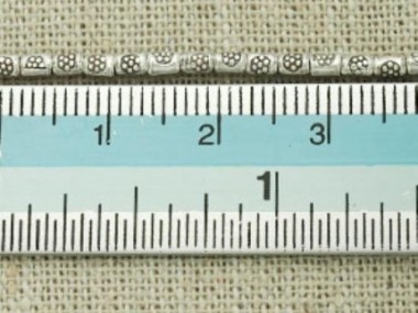 Karen Hill Tribe Silver Daisy Printed Spacer Beads 2.2 x 3.2 mm.