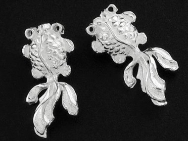 925 Sterling Silver Goldfish Charms 7x15 mm.