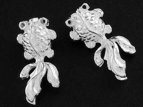 2 of 925 Sterling Silver Goldfish Charms 7x15 mm.