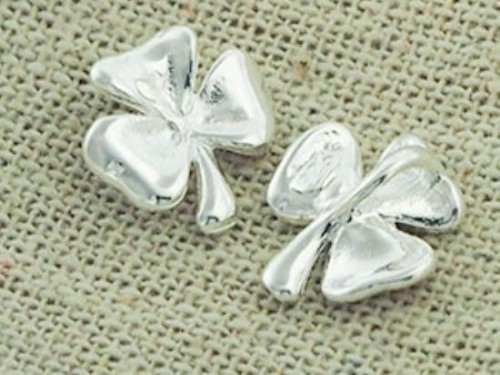 2 of 925 Sterling Silver Leaf Clover Charms 11 mm.