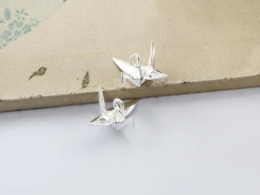 925 Sterling Silver Origami Bird Charms 6x14 mm.