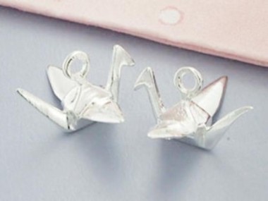 925 Sterling Silver Origami Bird Charms 6x14 mm.