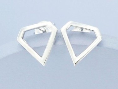 925 Sterling Silver Diamond Shape Stud Earrings 10mm.,