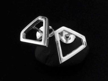 925 Sterling Silver Diamond Shape Stud Earrings 10mm.,