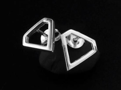 1 pair of 925 Sterling Silver Diamond Shape Stud Earrings 10mm., Polish finish