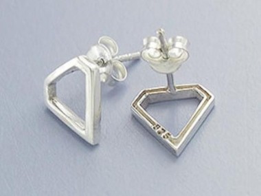 925 Sterling Silver Diamond Shape Stud Earrings 10mm.,