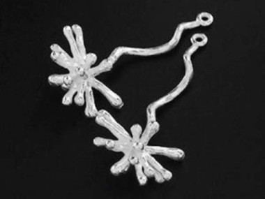 925 Sterling Silver Coral Charms 18x32mm.