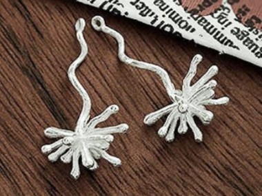 925 Sterling Silver Coral Charms 18x32mm.