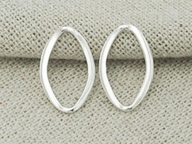 925 Sterling Silver Flat Marquise Links, Connectors 10x16 mm.