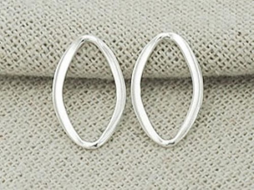 4 of 925 Sterling Silver Flat Marquise Links, Connectors 10x16 mm.