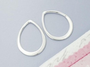 925 Sterling Silver Flat Pear Links, Connectors 12x15 mm.