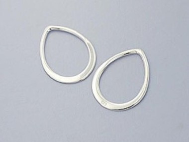 925 Sterling Silver Flat Pear Links, Connectors 12x15 mm.