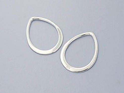 4 of 925 Sterling Silver Flat Pear Links, Connectors 12x15 mm.