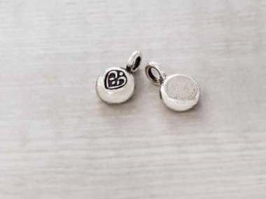 Karen Hill Tribe Silver Heart Imprint Charms 7.5 mm.