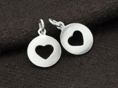 925 Sterling Silver Heart Charms 11.5mm.