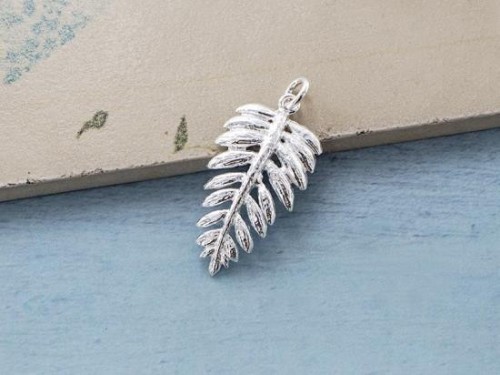 1 of 925 Sterling Silver Fern Leaf Pendant 14x25mm. ,Polished finish