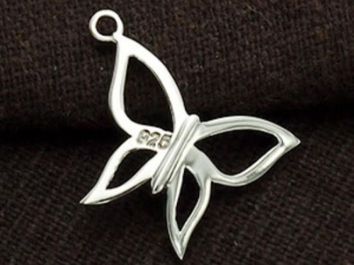 1 of 925 Sterling Silver Butterfly Pendant 14x20mm.