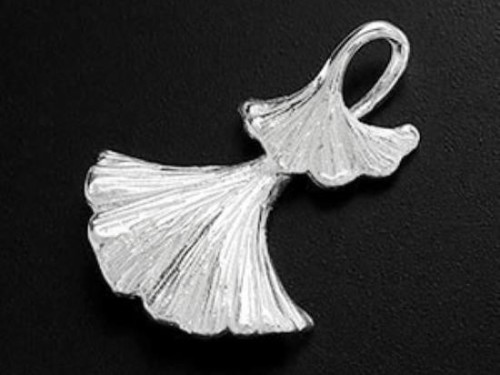 1 of 925 Sterling Silver Ginkgo Pendant 18x26mm.