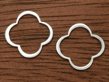 925 Sterling Silver Clover Links, Connectors 17mm.