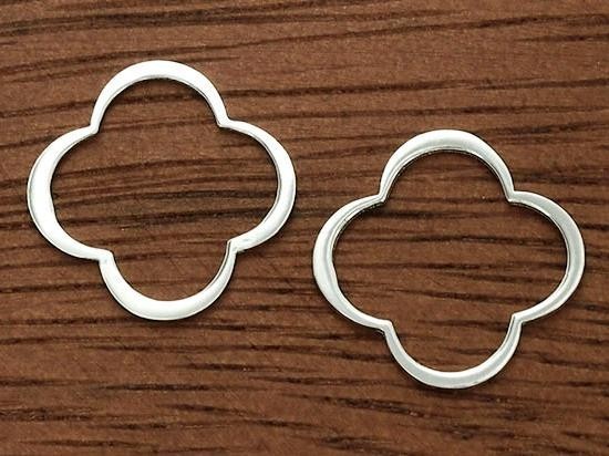 6 of 925 Sterling Silver Clover Links, Connectors 17mm.