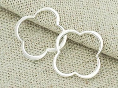 925 Sterling Silver Clover Links, Connectors 17mm.