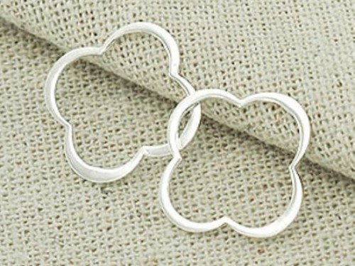 6 of 925 Sterling Silver Clover Links, Connectors 17mm.