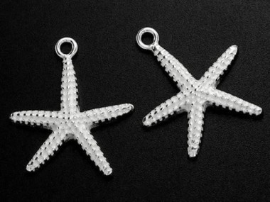 925 Sterling Silver Starfish Charms 16mm.