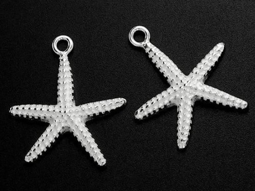 2 of 925 Sterling Silver Starfish Charms 16mm.