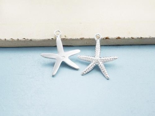 2 of 925 Sterling Silver Starfish Charms 16mm.