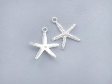 925 Sterling Silver Starfish Charms 16mm.