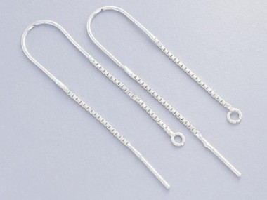 2 pairs of 925 Sterling Silver Ear Threads 44 mm.